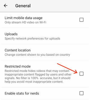 Ativar ou desativar o Modo Restrito No YouTube